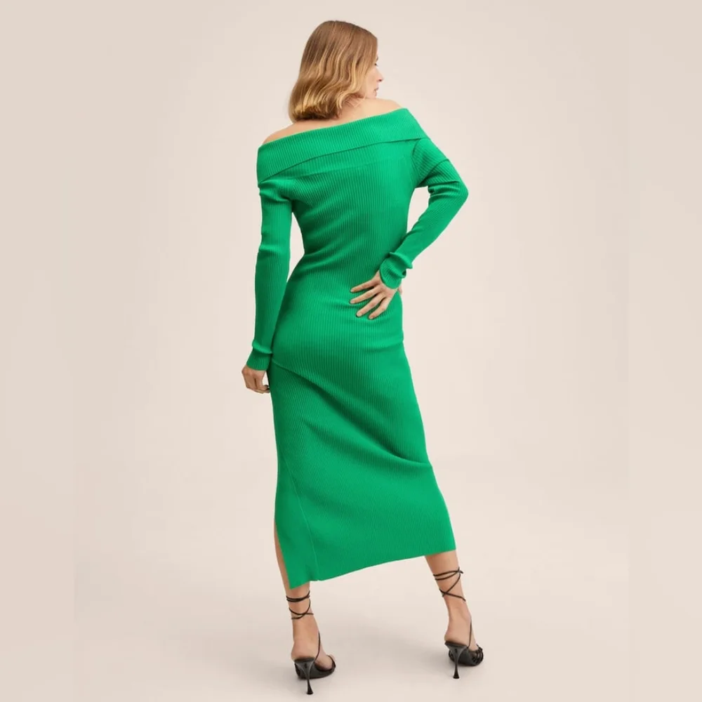 MANGO Ribbed Off The Shoulder Dress - Picture 5 of 9